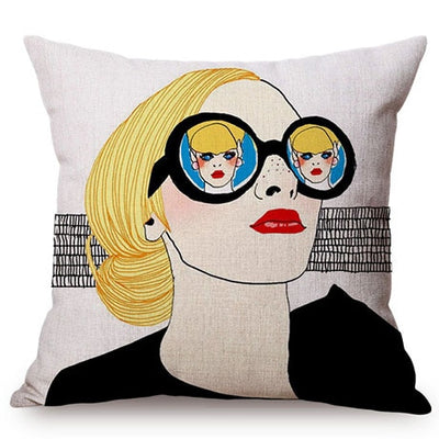 Colorful Girl POP Art Cushion Cover