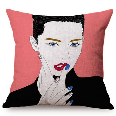 Colorful Girl POP Art Cushion Cover