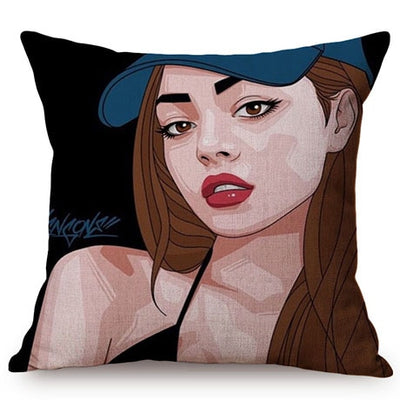 Colorful Girl POP Art Cushion Cover