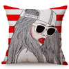Colorful Girl POP Art Cushion Cover