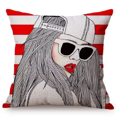 Colorful Girl POP Art Cushion Cover