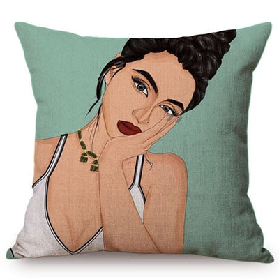 Colorful Girl POP Art Cushion Cover