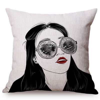 Colorful Girl POP Art Cushion Cover