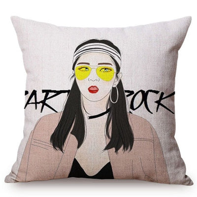 Colorful Girl POP Art Cushion Cover