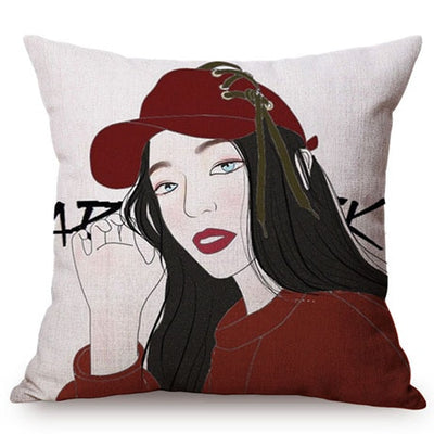 Colorful Girl POP Art Cushion Cover