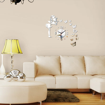 Acrylic Wall Clock Girl and Butterfly