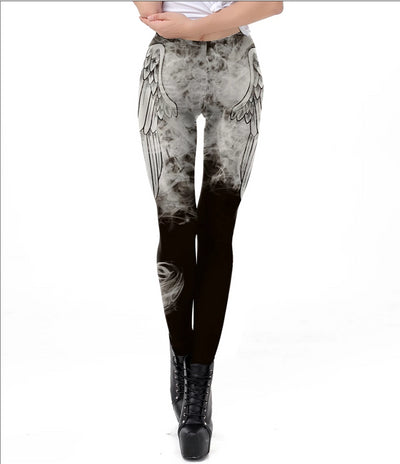 Leggings Style Dark Grey Angel Wing Smog Printed