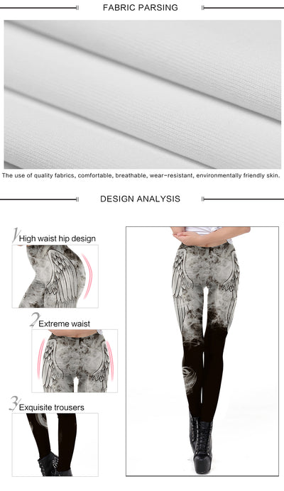 Leggings Style Dark Grey Angel Wing Smog Printed
