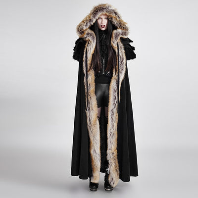 Hooded Coat Gothic Winter Faux fur Women's Long Free Size