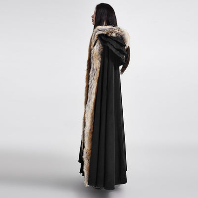 Hooded Coat Gothic Winter Faux fur Women's Long Free Size