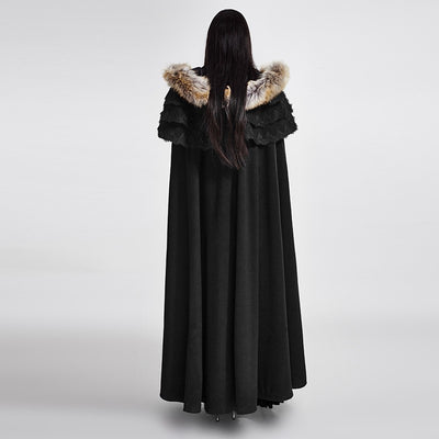 Hooded Coat Gothic Winter Faux fur Women's Long Free Size