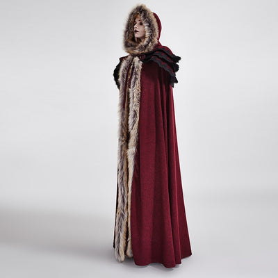Hooded Coat Gothic Winter Faux fur Women's Long Free Size
