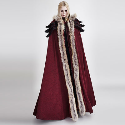 Hooded Coat Gothic Winter Faux fur Women's Long Free Size