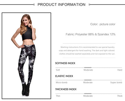 Leggings Sugar Skull Digital Gothic Ankle Print