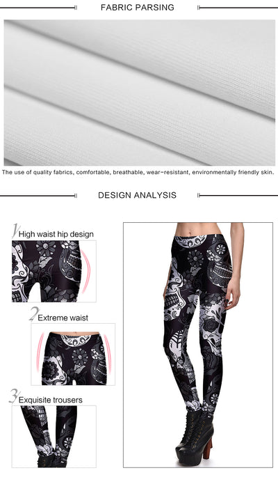 Leggings Sugar Skull Digital Gothic Ankle Print