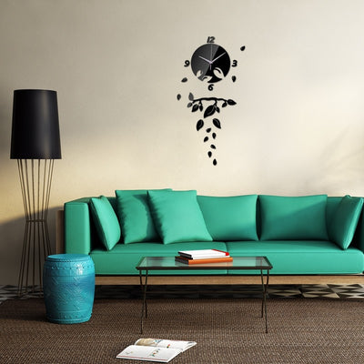 Acrylic Leafs and branch Wall Clock