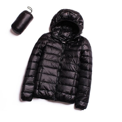 Jacket down coat hooded ultra-light for women