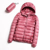 Jacket down coat hooded ultra-light for women