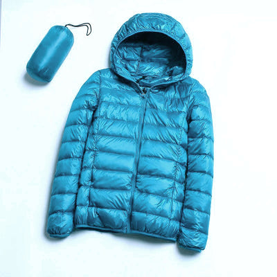 Jacket down coat hooded ultra-light for women
