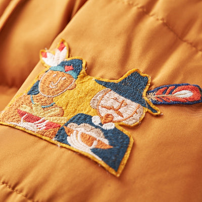 Fur Collar Coat Cartoon Embroidery