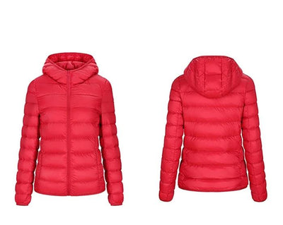 Jacket down coat hooded ultra-light for women