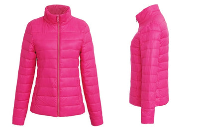 Jacket down coat hooded ultra-light for women