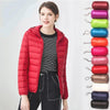 Jacket down coat hooded ultra-light for women
