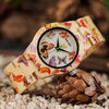 Watch for Women Wood Bamboo Painting Butterfly in Wooden Gift Box