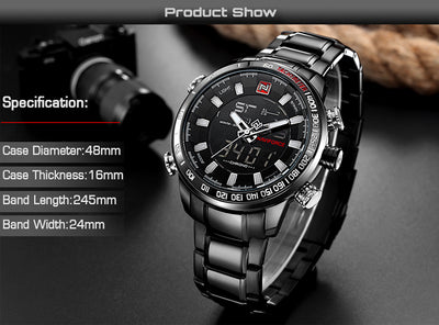 Watch Men LED Analog Digital Stainless