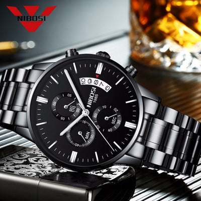 Watch for Men Gold Full Steel Chronograph Waterproof Top Brand Luxury