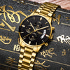 Watch for Men Gold Full Steel Chronograph Waterproof Top Brand Luxury