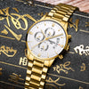 Watch for Men Gold Full Steel Chronograph Waterproof Top Brand Luxury