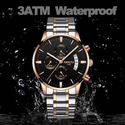 Watch for Men Gold Full Steel Chronograph Waterproof Top Brand Luxury