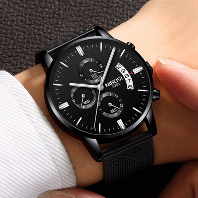 Watch for Men Gold Full Steel Chronograph Waterproof Top Brand Luxury