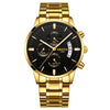 Watch for Men Gold Full Steel Chronograph Waterproof Top Brand Luxury