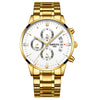Watch for Men Gold Full Steel Chronograph Waterproof Top Brand Luxury