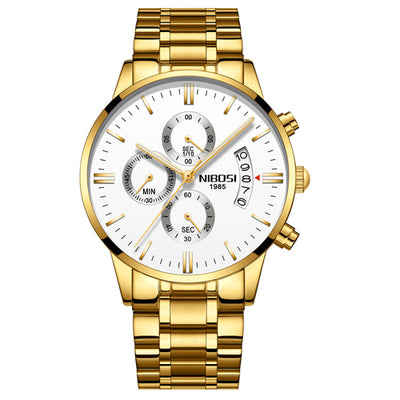 Watch for Men Gold Full Steel Chronograph Waterproof Top Brand Luxury