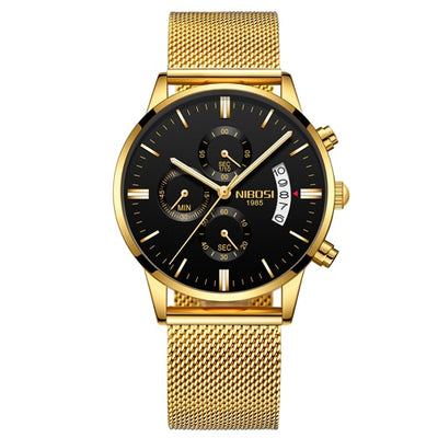 Watch for Men Gold Full Steel Chronograph Waterproof Top Brand Luxury