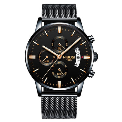 Watch for Men Gold Full Steel Chronograph Waterproof Top Brand Luxury