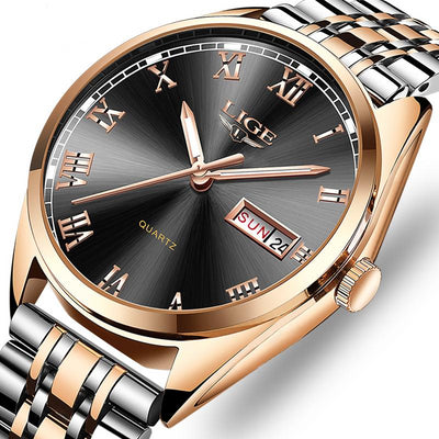 Watch for Men Stainless Steel Chronograph Waterproof Fashion