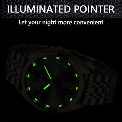 Watch for Men Stainless Steel Chronograph Waterproof Fashion