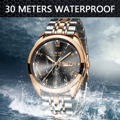 Watch for Men Stainless Steel Chronograph Waterproof Fashion