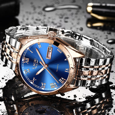 Watch for Men Stainless Steel Chronograph Waterproof Fashion