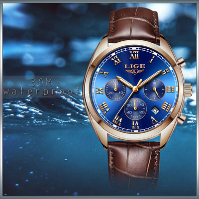 Watch for Men Stainless Steel Chronograph Waterproof Fashion