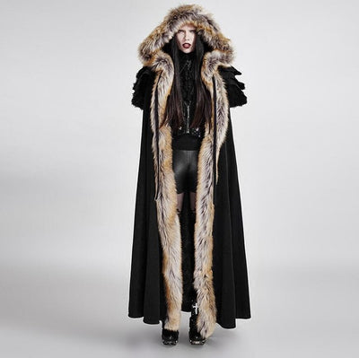 Hooded Coat Gothic Winter Faux fur Women's Long Free Size