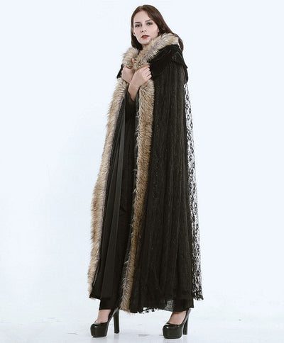 Hooded Coat Gothic Winter Faux fur Women's Long Free Size