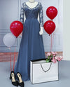 Dresses Sexy Formal Long Sleeve Lace Appliques V-neck Elegant