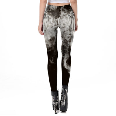 Leggings Style Dark Grey Angel Wing Smog Printed