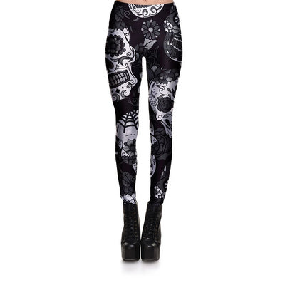 Leggings Sugar Skull Digital Gothic Ankle Print