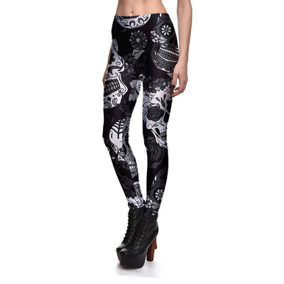 Leggings Sugar Skull Digital Gothic Ankle Print